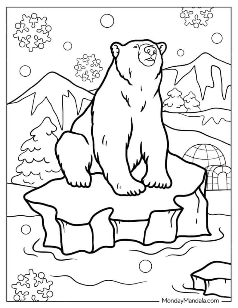 14 Polar Bear Coloring Pages (Free Pdf Printables) with regard to Polar Bear Printable Pictures Free