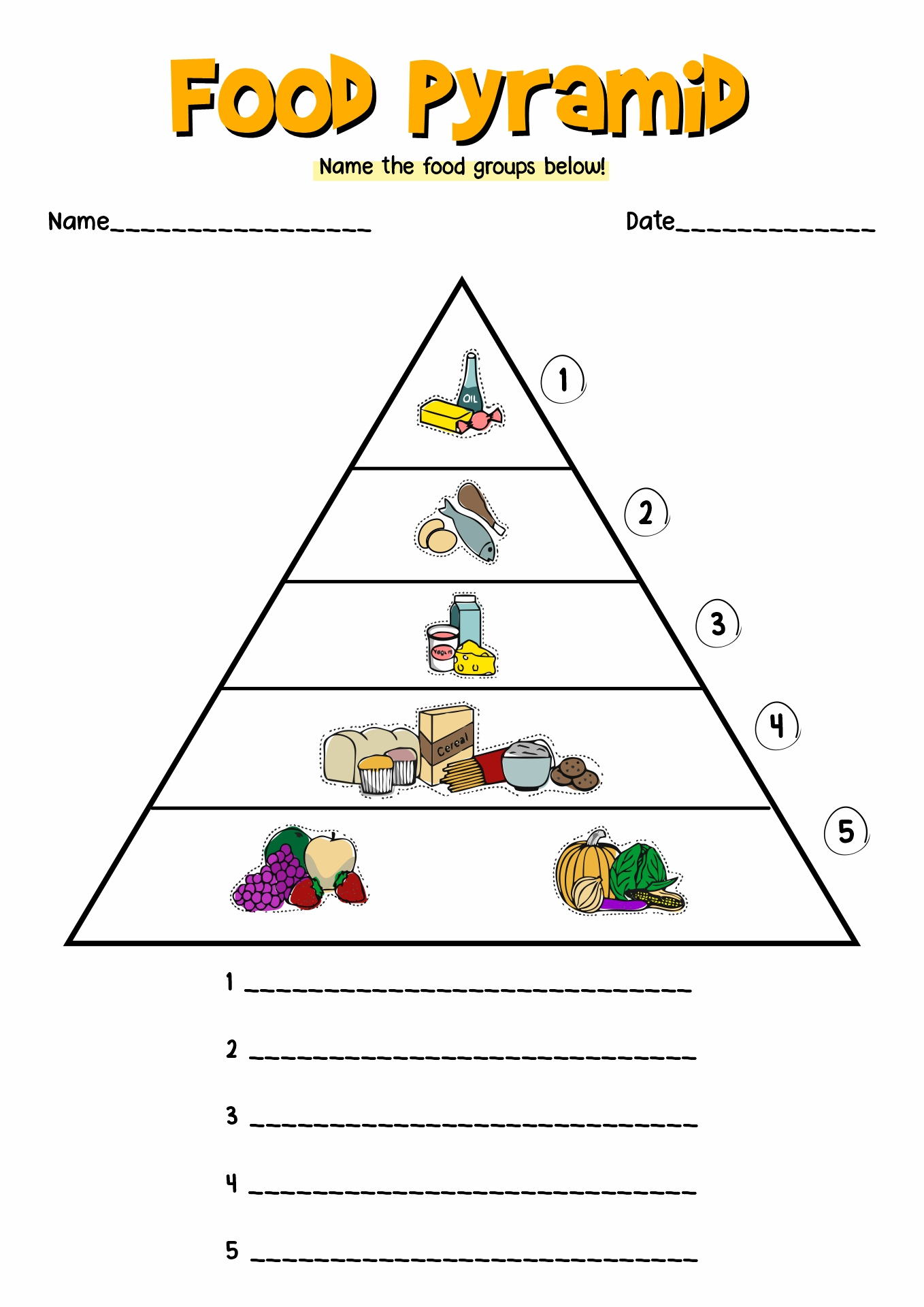 15 5 Food Groups Worksheet - Free Pdf At Worksheeto with Free Printable Food Pyramid