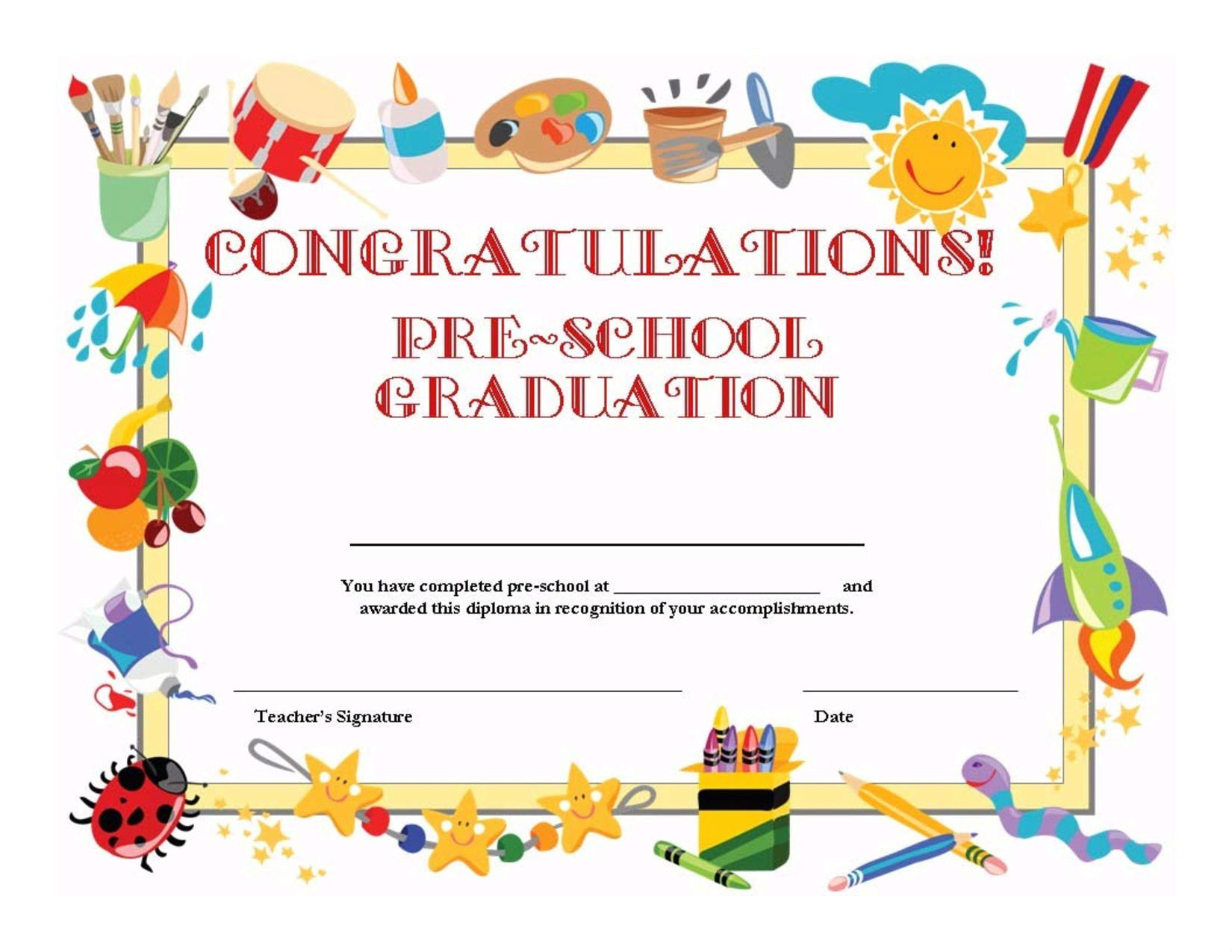 18+ Preschool Certificate Templates - Pdf regarding Preschool Graduation Diploma Free Printable