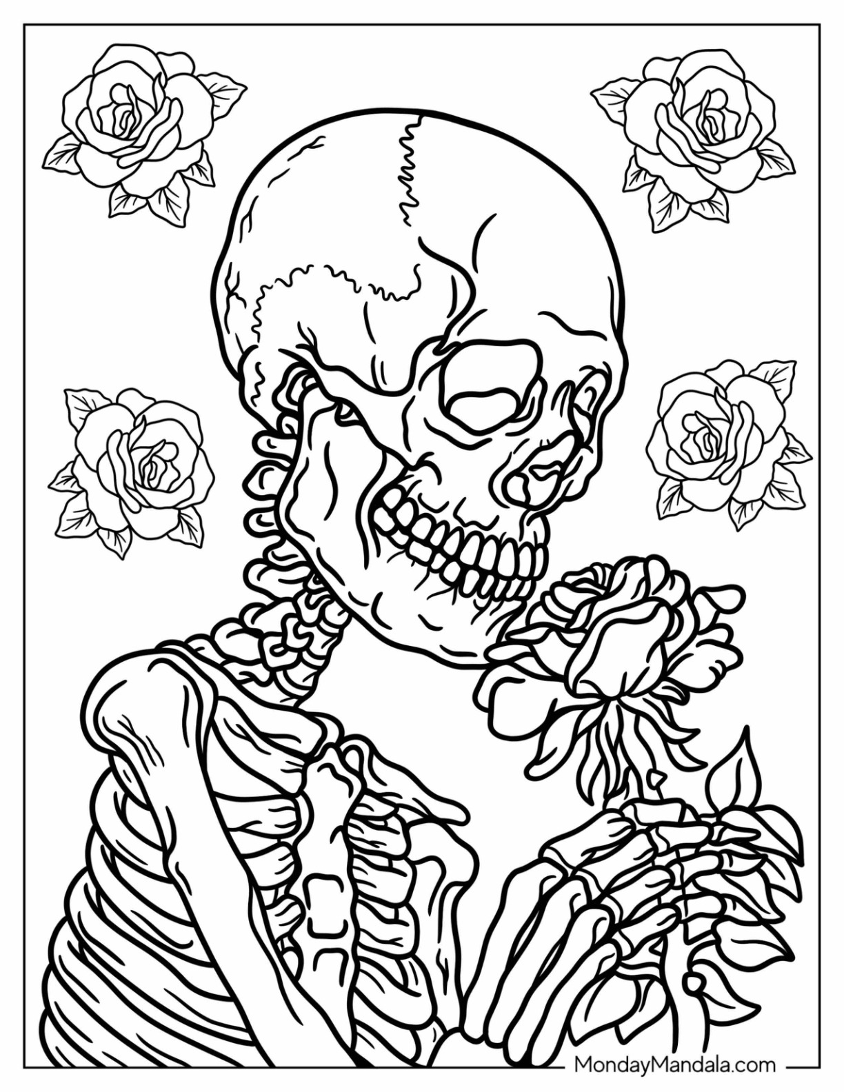 20 Skeleton Coloring Pages (Free Pdf Printables) pertaining to Free Printable Skeleton Coloring Pages