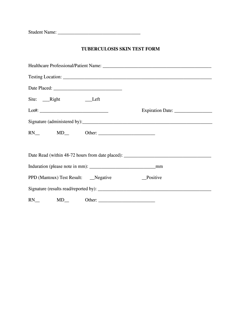 2016-2024 Bristol Community College Tuberculosis Skin Test Form pertaining to Free Printable TB Test Form