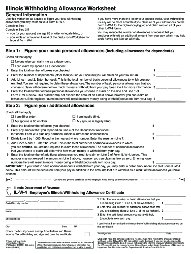 2020 Form Il Il-W-4 Fill Online, Printable, Fillable, Blank with Free Printable W 4 Form