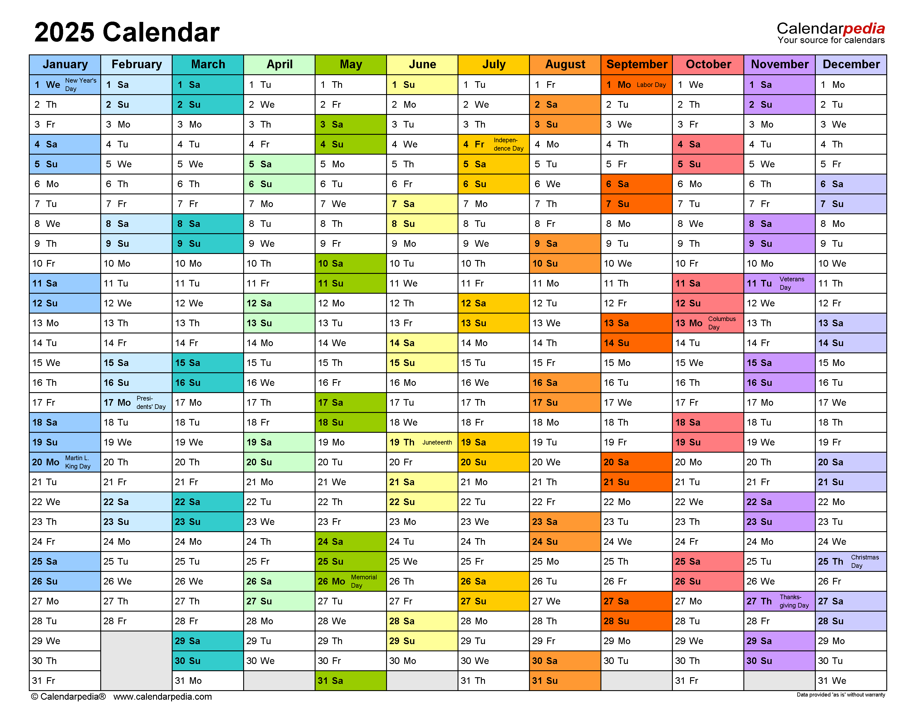 2025 Calendar - Free Printable Pdf Templates - Calendarpedia within Free Printable Planner 2025