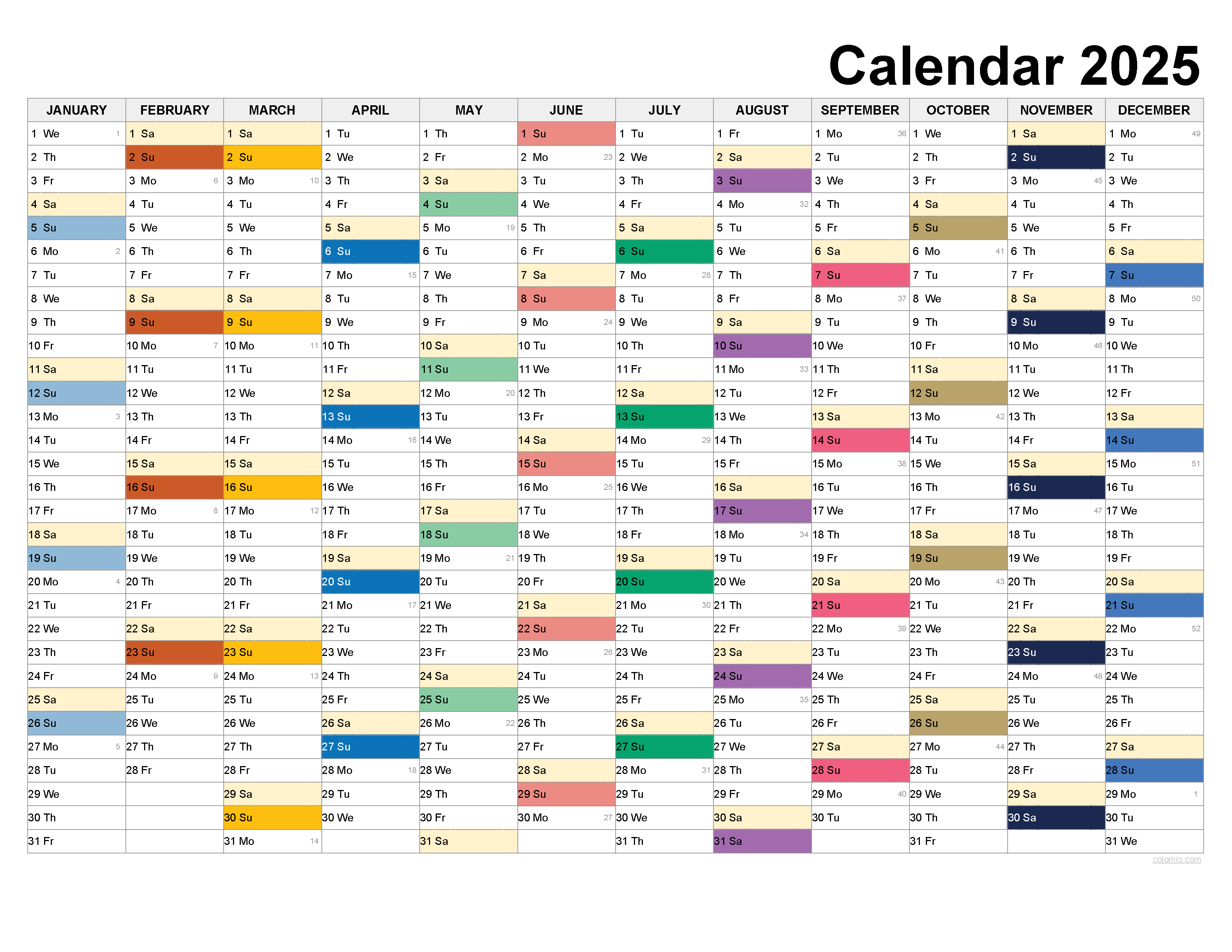 2025 Calendar Printable, ✓ Pdf, Excel And Image File - Free throughout Free Printable Organizer 2025