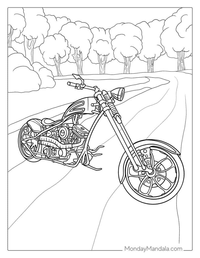 24 Motorcycle Coloring Pages (Free Pdf Printables) within Free Printable Harley Davidson Coloring Pages