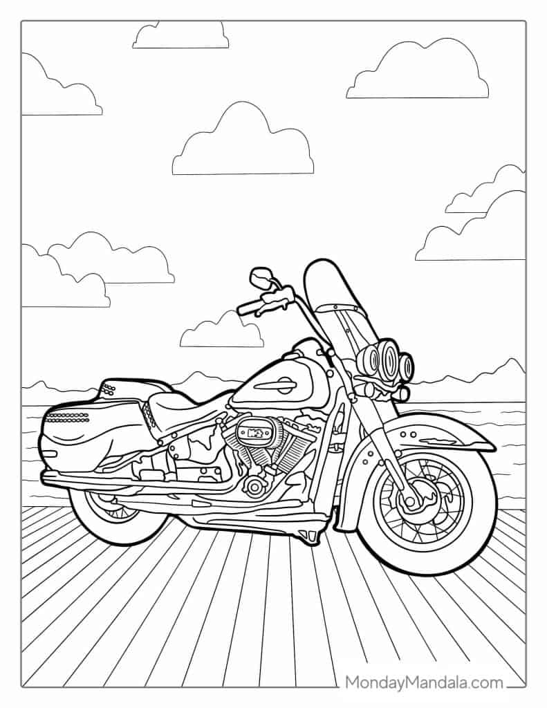 24 Motorcycle Coloring Pages (Free Pdf Printables) within Free Printable Harley Davidson Coloring Pages