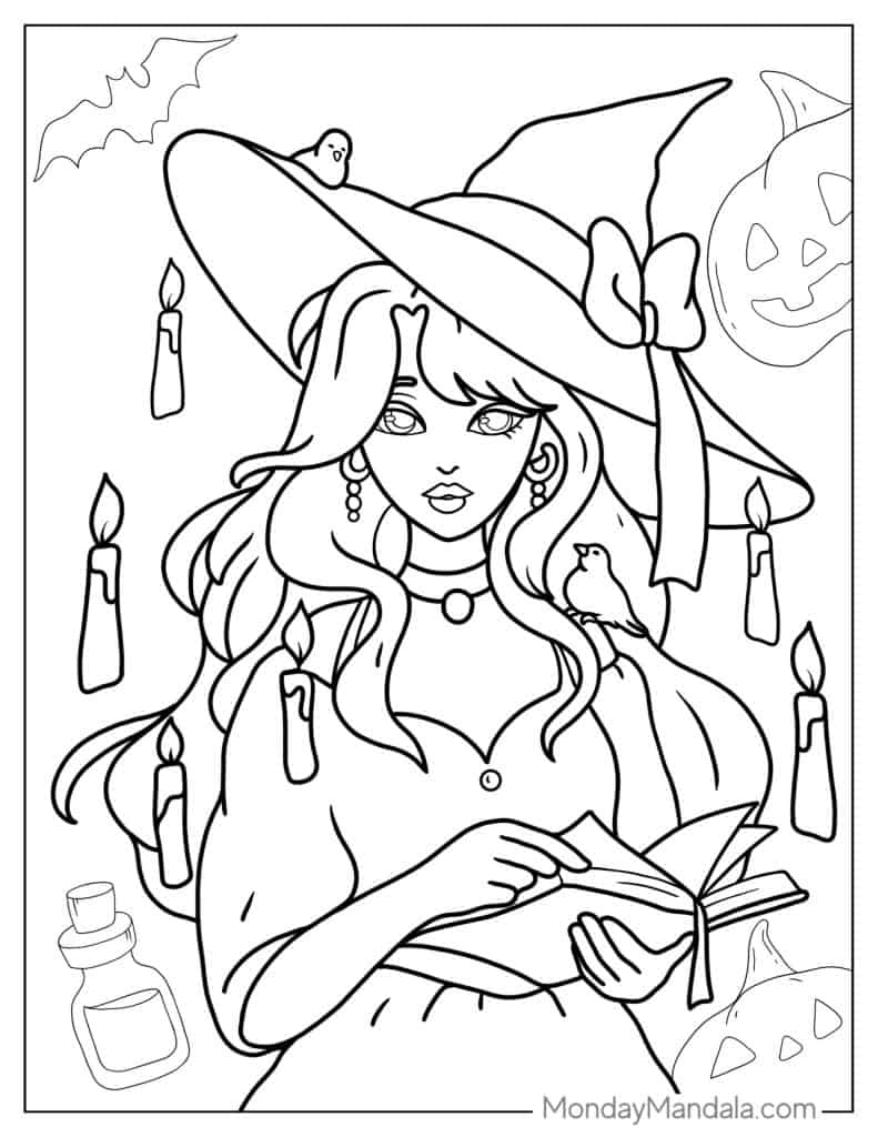 28 Witch Coloring Pages (Free Pdf Printables) with Free Printable Pictures of Witches