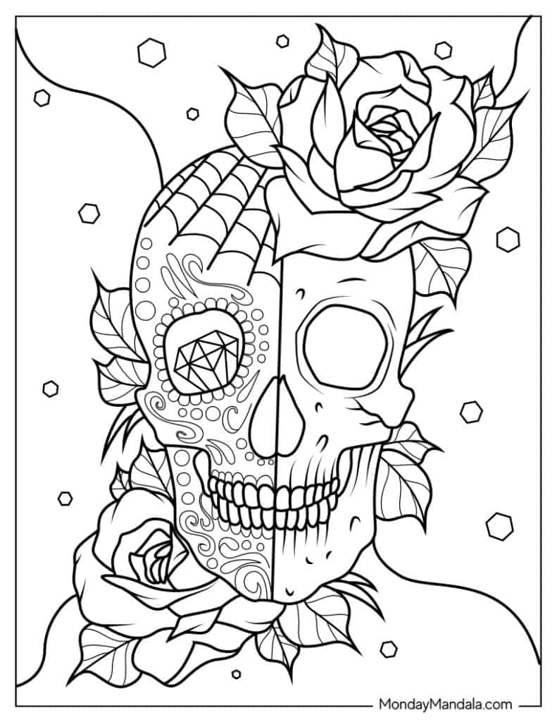 30 Sugar Skulls Coloring Pages (Free Pdf Printables) inside Free Printable Sugar Skull Coloring Pages