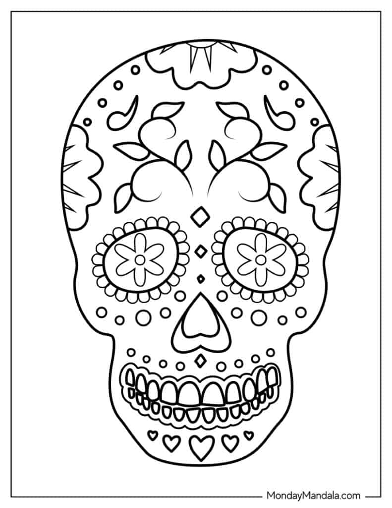 30 Sugar Skulls Coloring Pages (Free Pdf Printables) regarding Free Printable Sugar Skull Coloring Pages