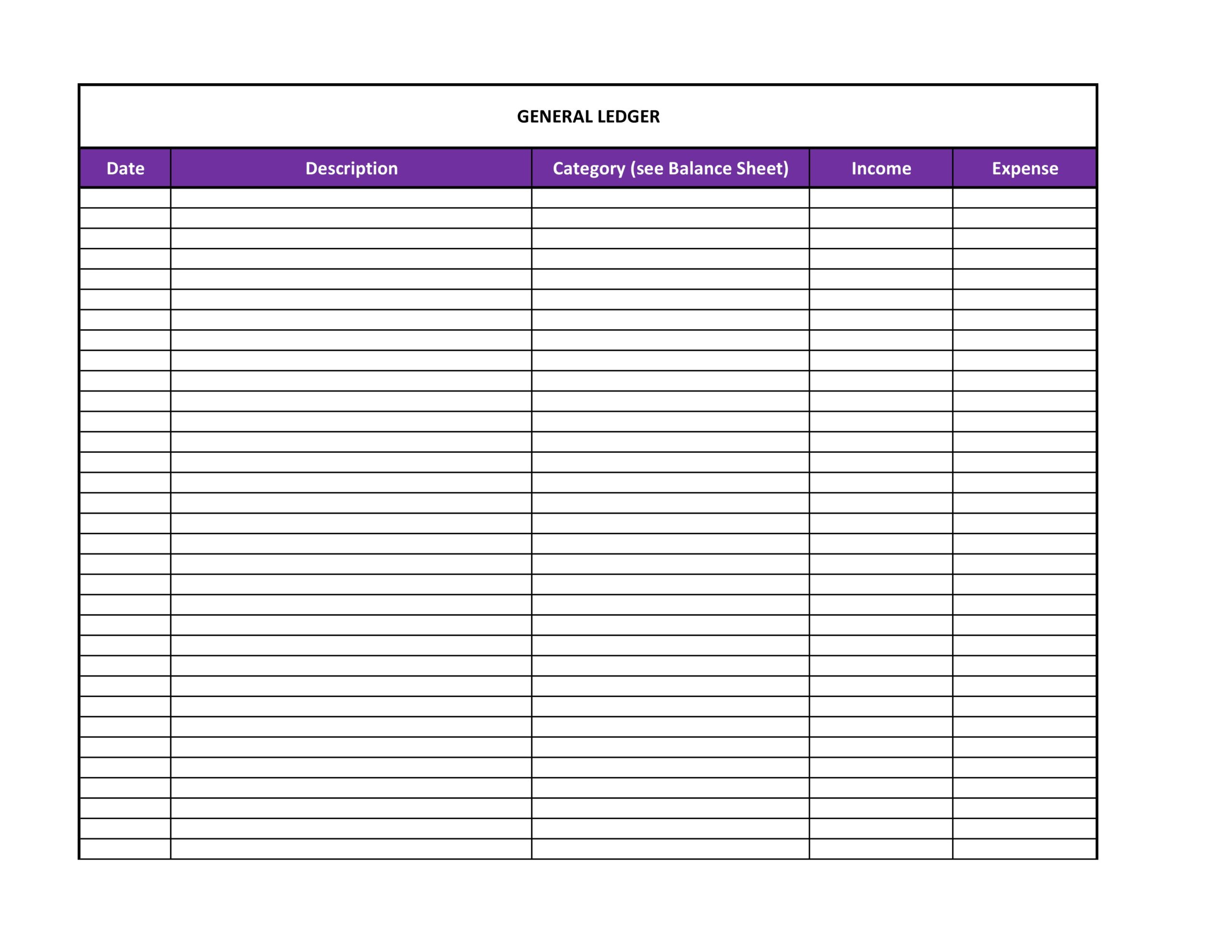 37 Perfect General Ledger Templates [Excel, Word] ᐅ Templatelab throughout Free Printable Ledger Sheets