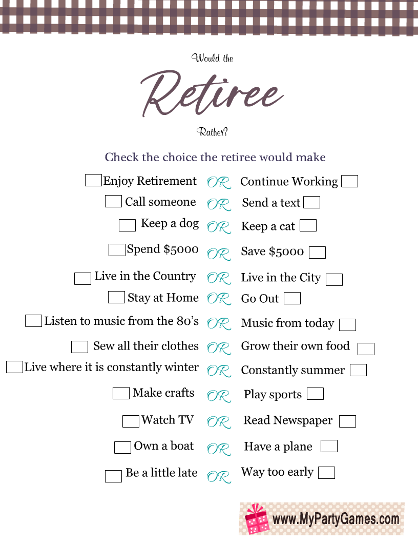 37 Retirement Party Games Free Printable Options with regard to Retirement Party Games Free Printable