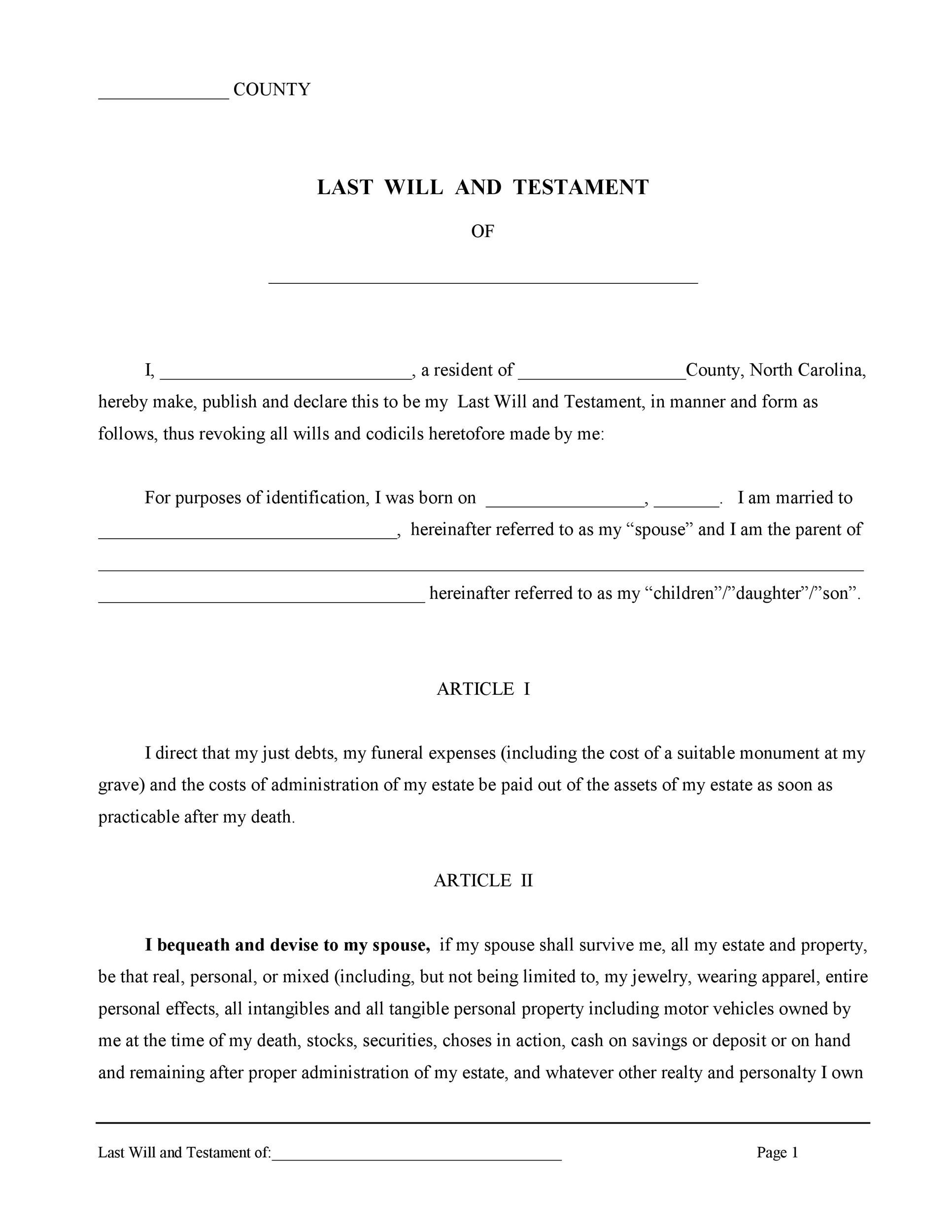 39 Last Will And Testament Forms &amp;amp; Templates ᐅ Templatelab in Free Printable Will Forms Download