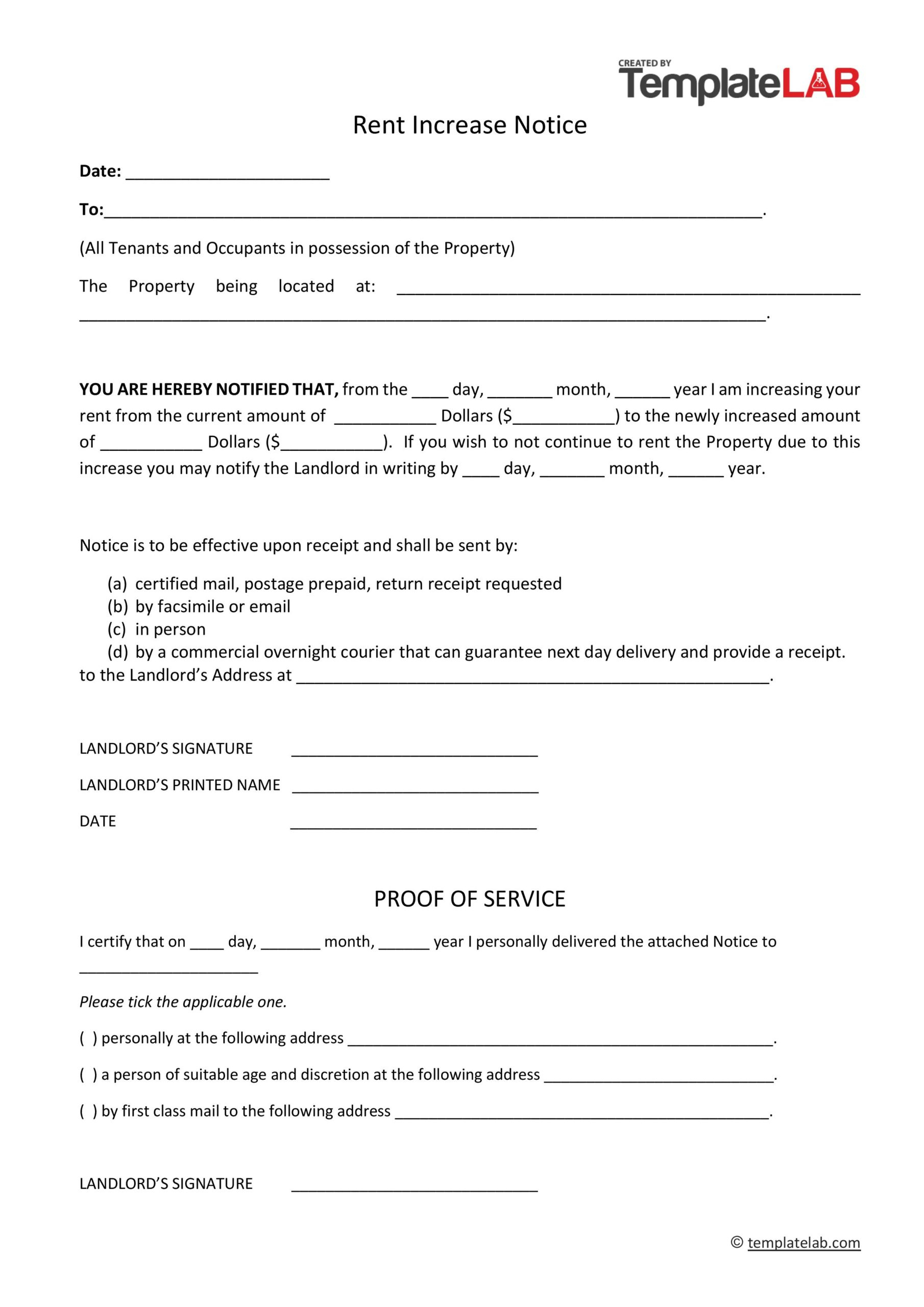 46 Friendly Rent Increase Letters &amp;amp; Notices [Doc, Pdf] in Free Printable Rent Increase Letter