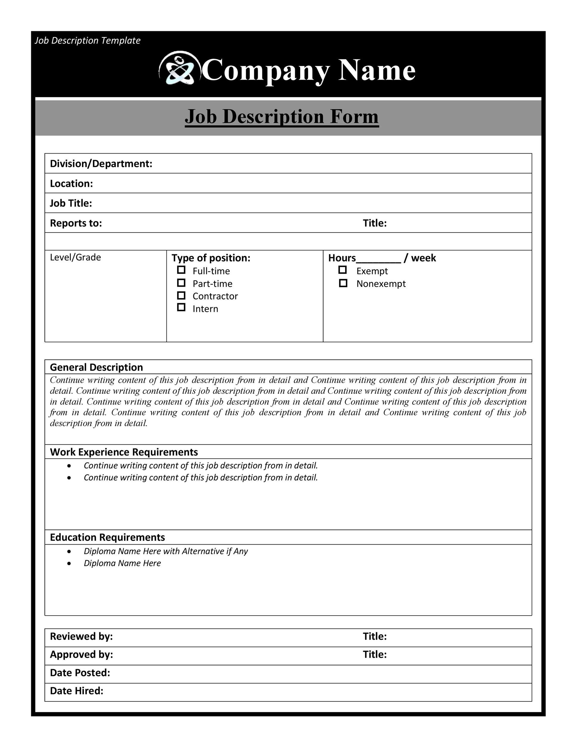 47 Job Description Templates &amp;amp; Examples ᐅ Templatelab intended for Free Printable Job Description Template