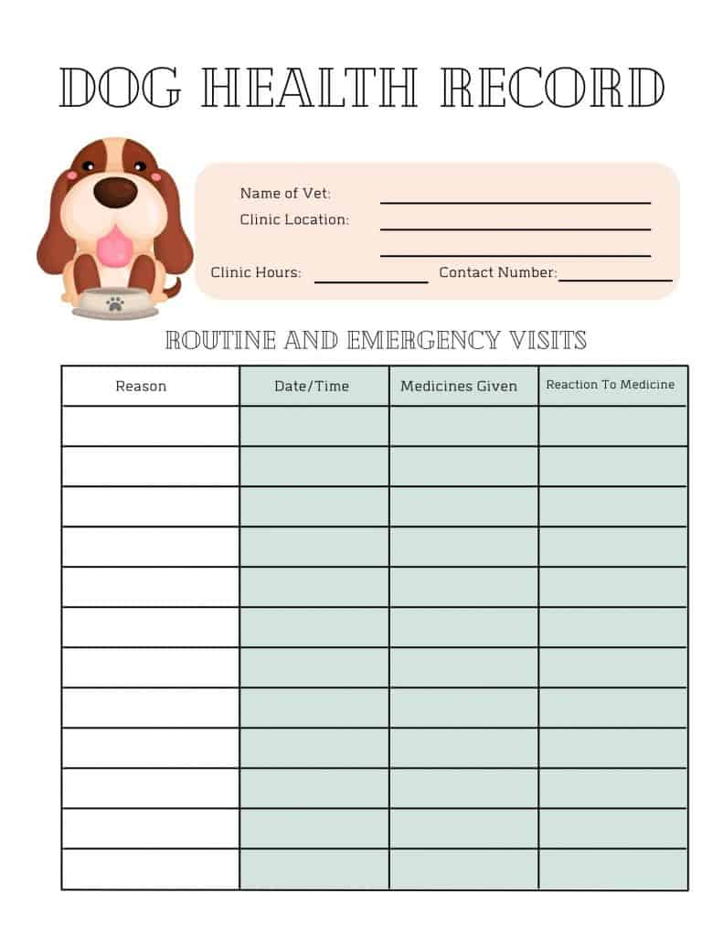 5 Free Printable Pet Health Record Sheets - My Printable Home throughout Free Printable Pet Health Record