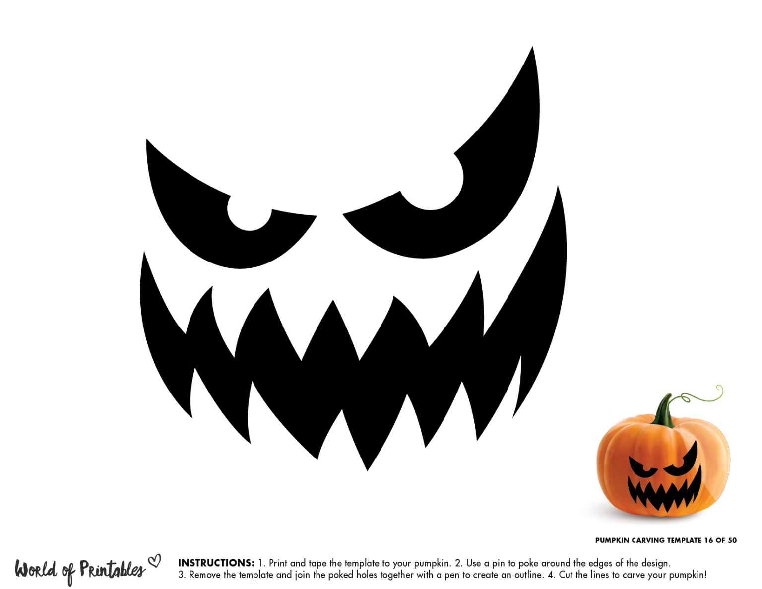 50 Easy Pumpkin Carving Stencils in Free Printable Scary Pumpkin Patterns