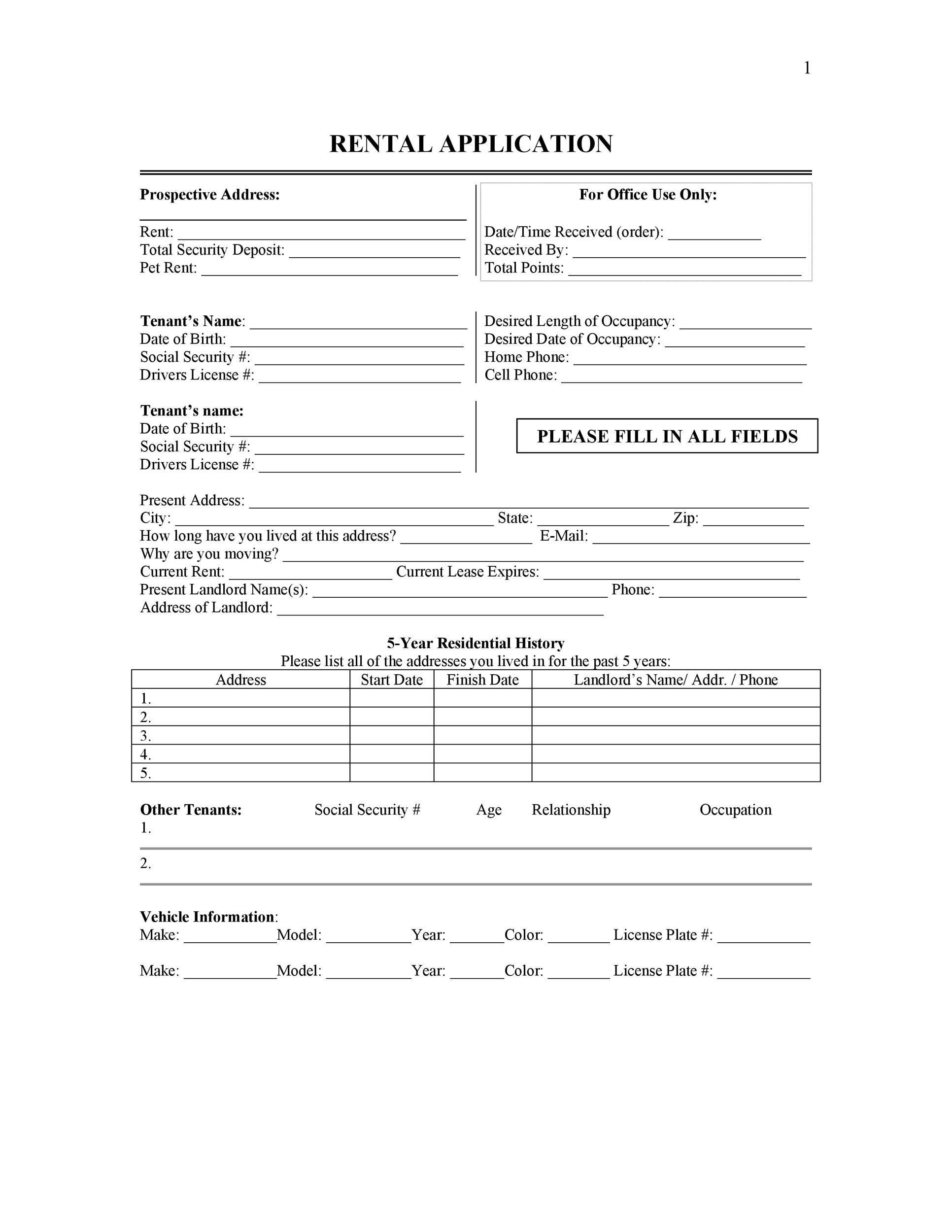 50+ Free Rental Application Templates &amp;amp; Forms [Word, Pdf] in Free Printable House Rental Application Form