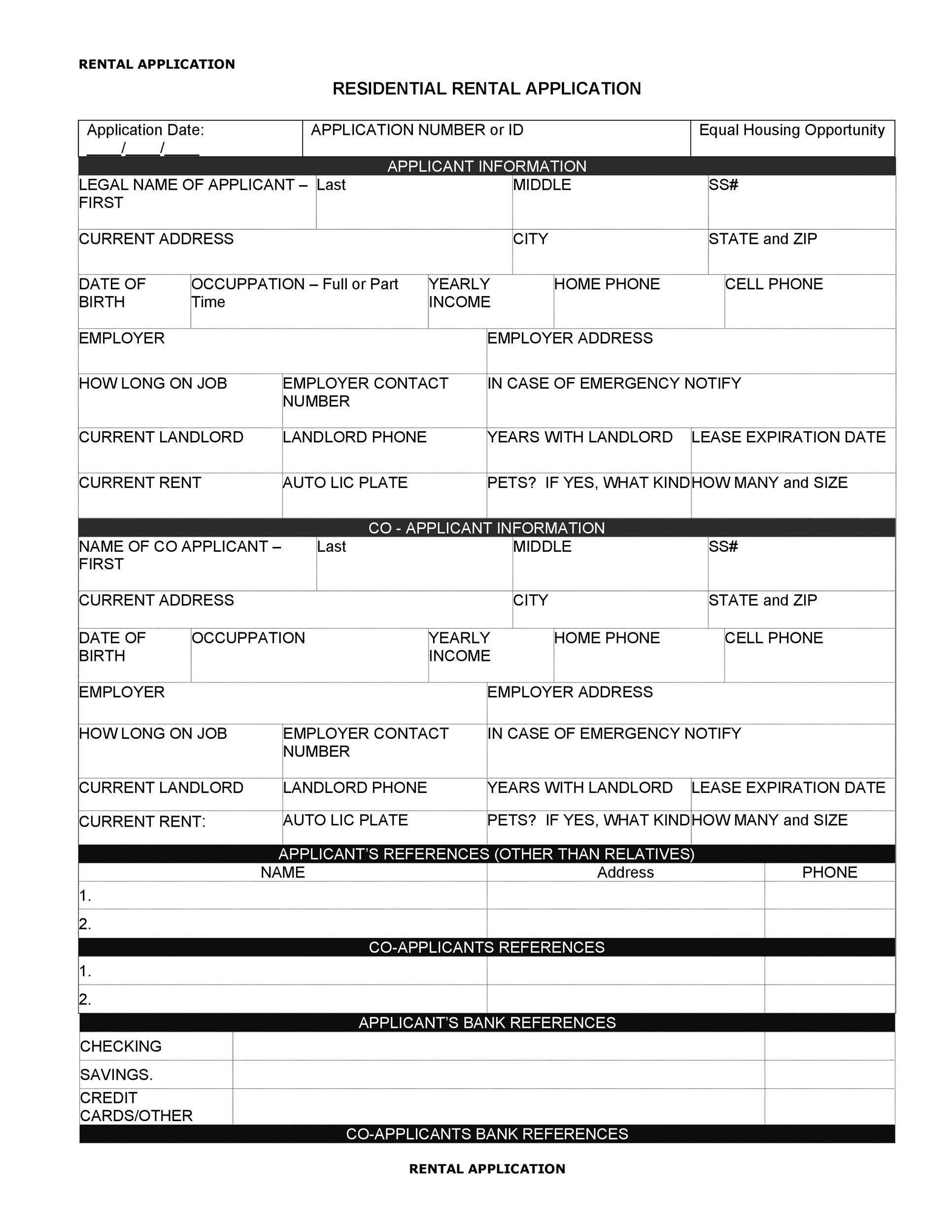 50+ Free Rental Application Templates &amp;amp; Forms [Word, Pdf] regarding Free Printable Rental Application Form