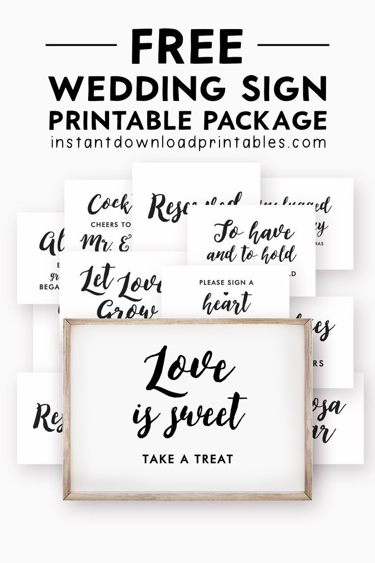 53 Free Wedding Signs Package - Reception Decor - Black And White inside Free Printable Wedding Signs