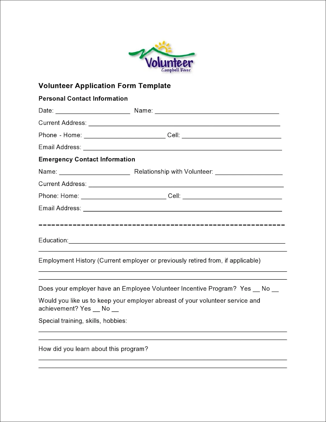 7 Free Nonprofit Volunteer Application Templates | Instrumentl regarding Free Printable Volunteer Forms