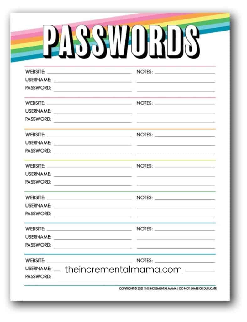 7 Free Printable Password Keeper Printables To Download Instantly inside Free Printable Password Organizer