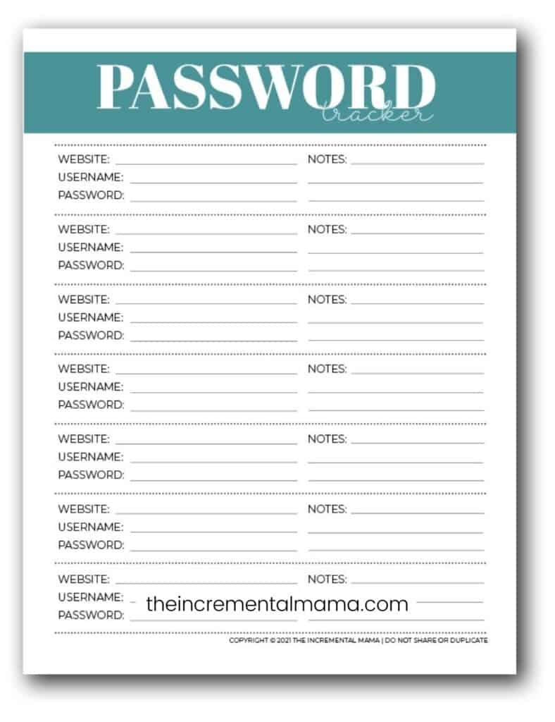 7 Free Printable Password Keeper Printables To Download Instantly with Free Printable Password Organizer