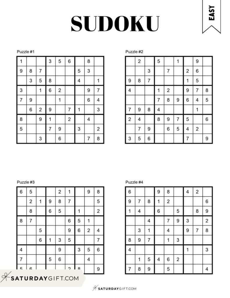 72 Free Printable Sudoku Puzzles | Saturdaygift throughout Free Printable Sudoku With Answers