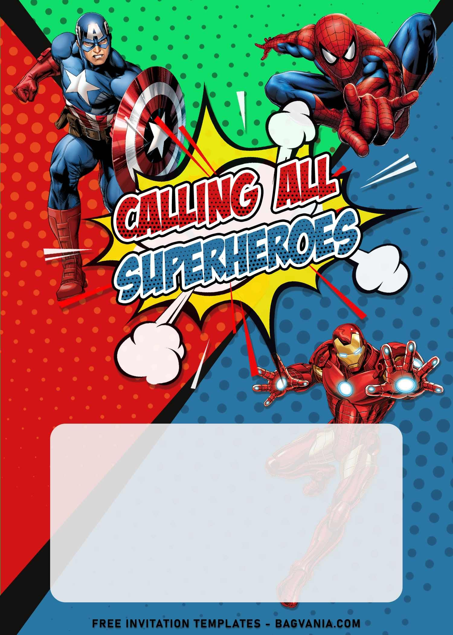 8+ Awesome Avengers Comic Birthday Invitation Templates For Your inside Free Printable Superhero Birthday Invitation Templates