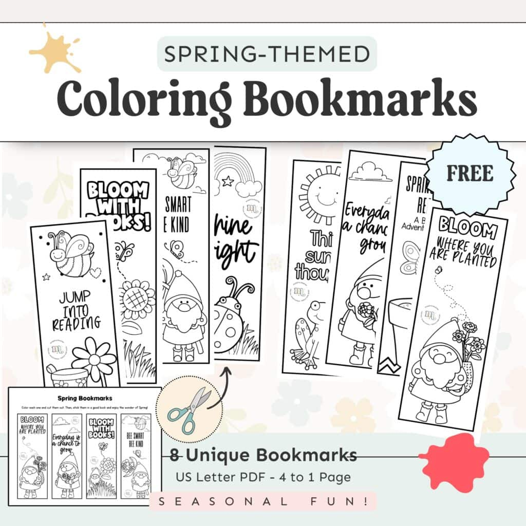 8 Free Printable Spring Coloring Bookmarks For Kids inside Free Printable Spring Bookmarks