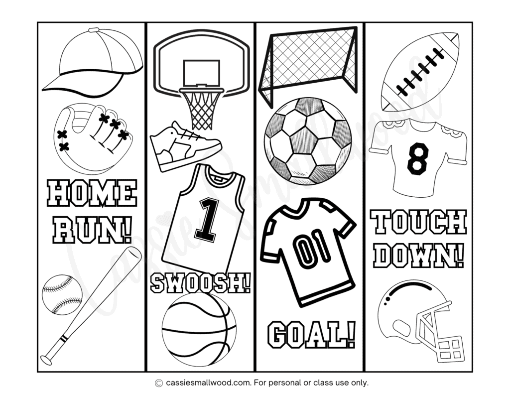 92 Cute Free Printable Bookmarks - Cassie Smallwood with Free Printable Sports Bookmarks