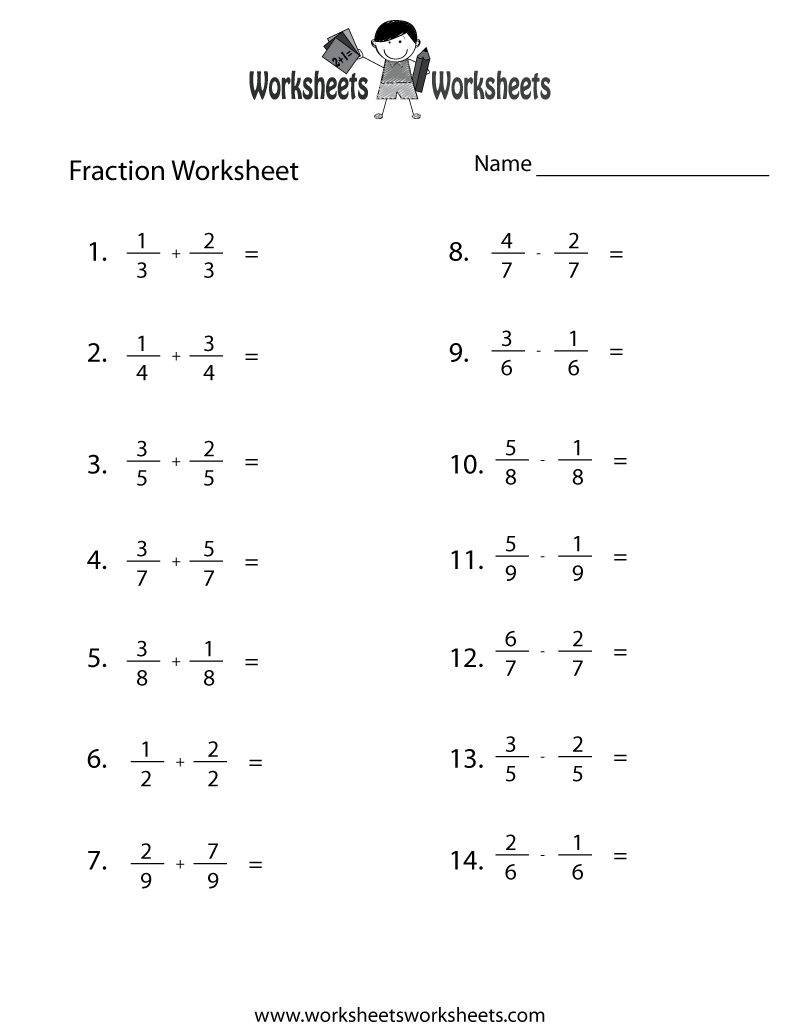 Addition Worksheets For Fractions within Free Printable Fraction Worksheets Ks2