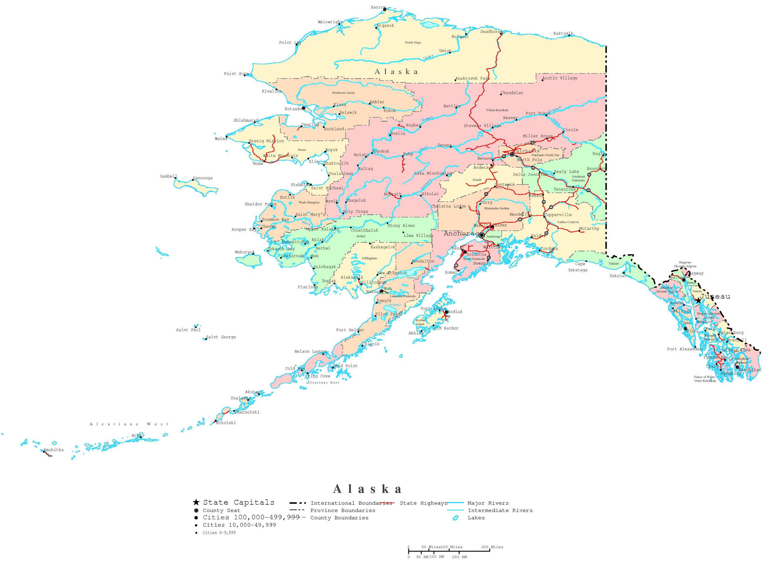 Alaska Printable Map throughout Free Printable Pictures Of Alaska