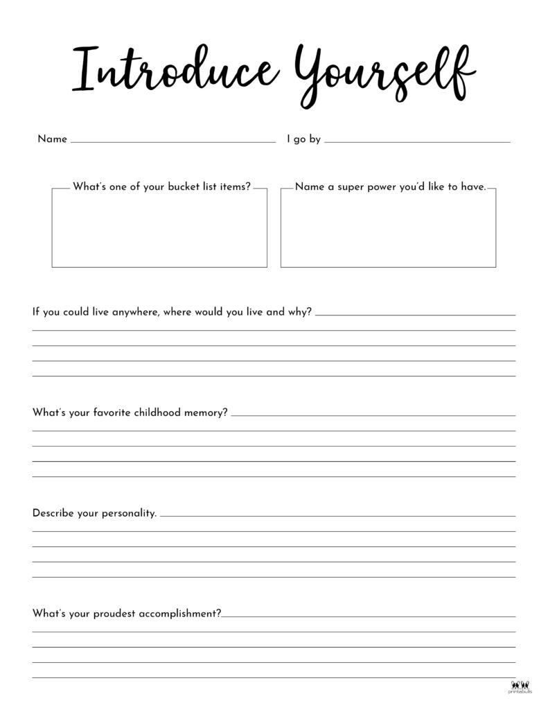 All About Me Printable Worksheets - 50 Free Printables | Printabulls regarding Free Printable Worksheets For Highschool Students