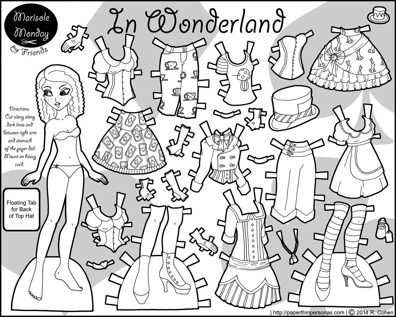 An Alice In Wonderland Paper Doll Coloring Page pertaining to Free Printable Paper Doll Coloring Pages