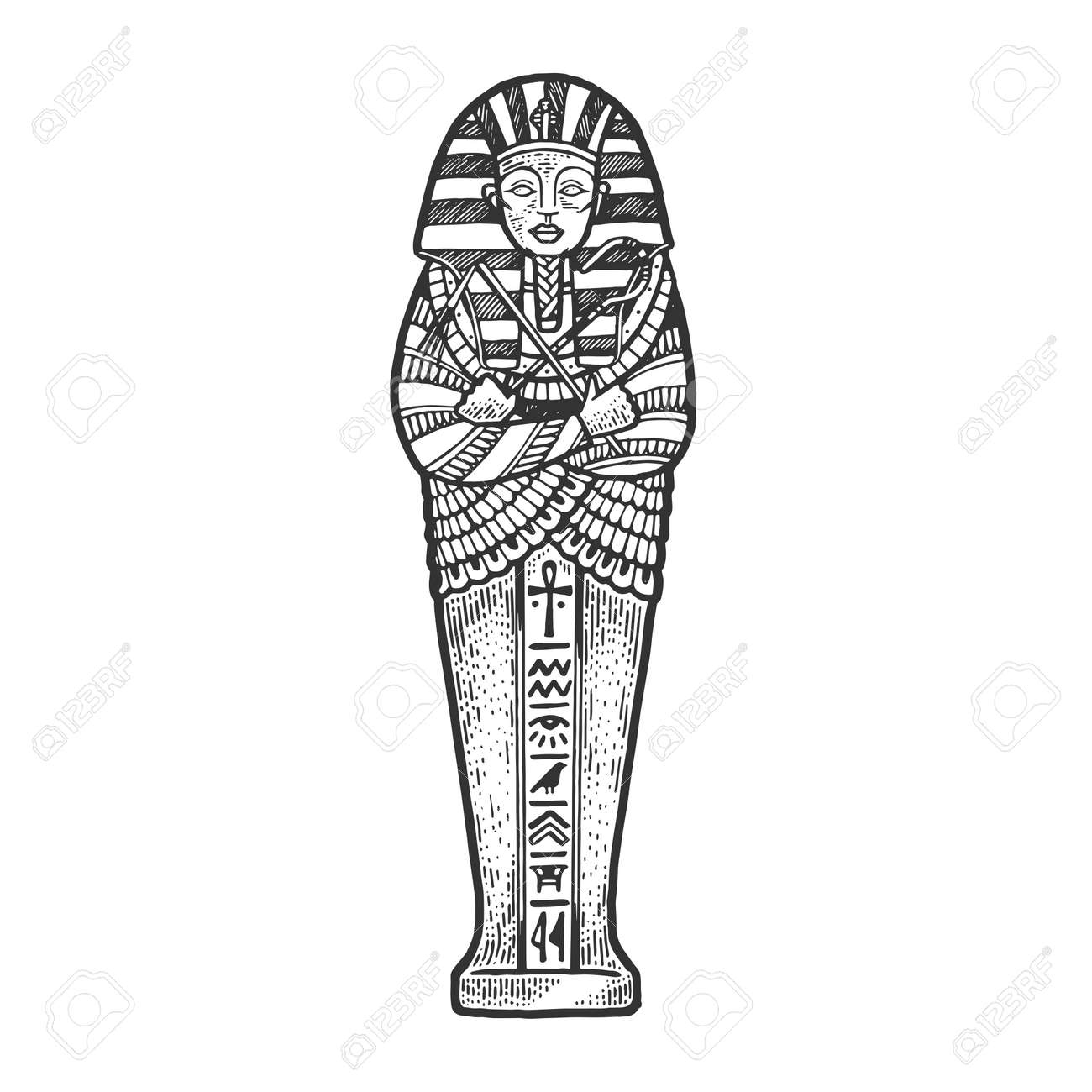 Ancient Egyptian Sarcophagus Sketch Engraving Vector Illustration in Free Printable Sarcophagus