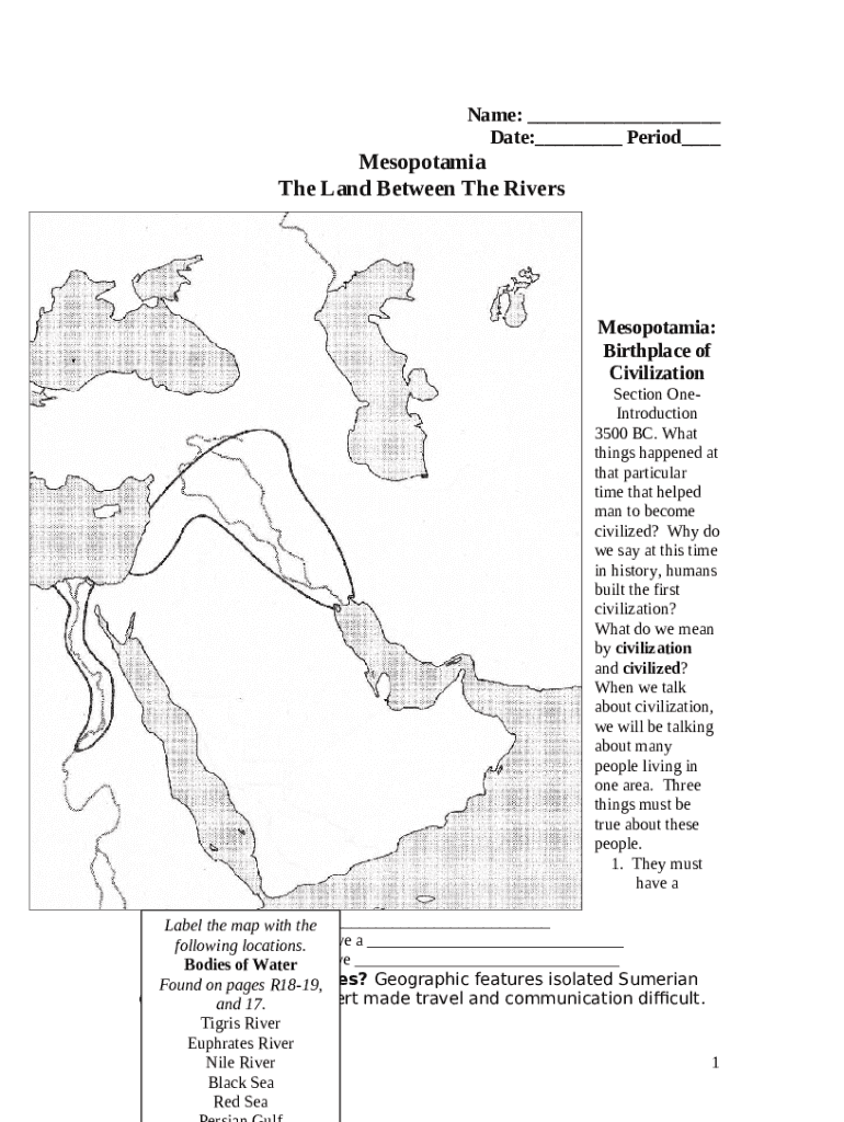 Ancient Mesopotamia: &amp;amp;Quot;The Land Between Two Rivers Doc pertaining to Free Printable Map Of Mesopotamia