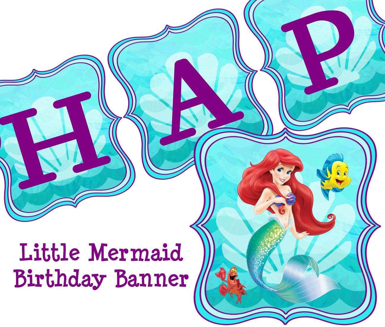 Awesome Little Mermaid Birthday Clipart | Little Mermaid Birthday with Free Printable Little Mermaid Birthday Banner