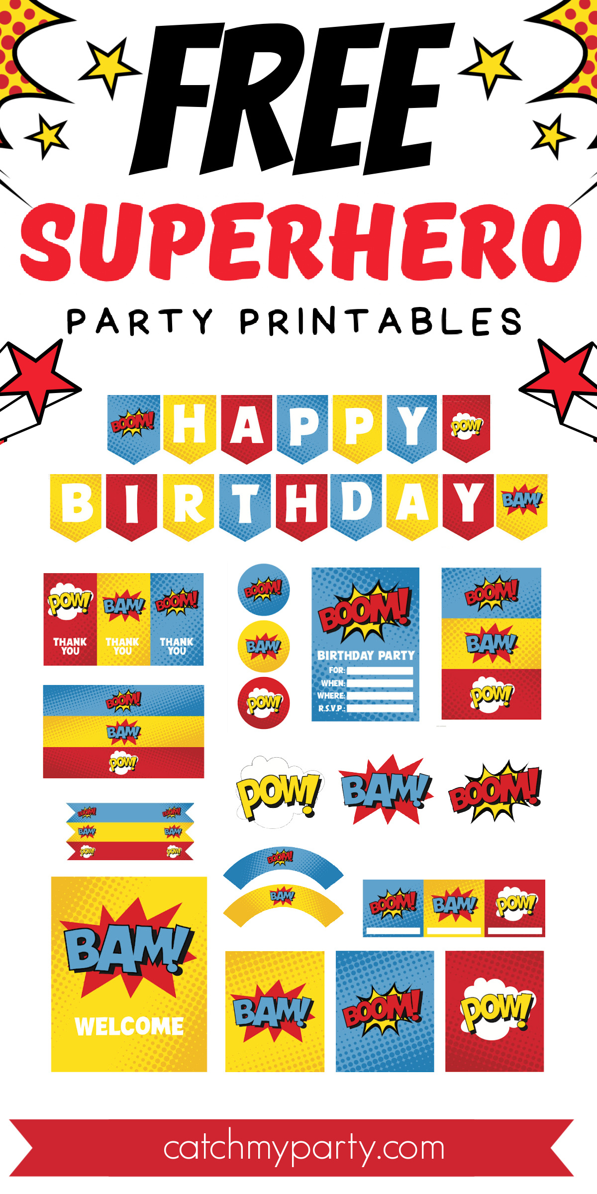 Awesome Superhero Party Printables (Free Download)! | Catch My Party inside Free Printable Superhero Words