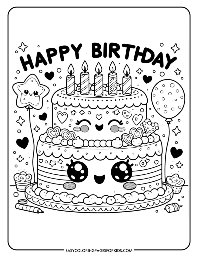 Birthday Cake Coloring Page (7 Free Printable Pages) - Easy within Free Printable Pictures Of Birthday Cakes