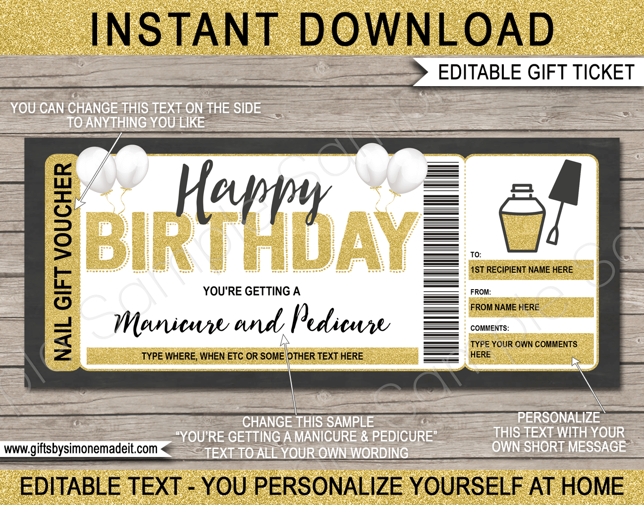 Birthday Manicure / Pedicure Gift Certificate Template regarding Free Printable Pedicure Gift Certificate