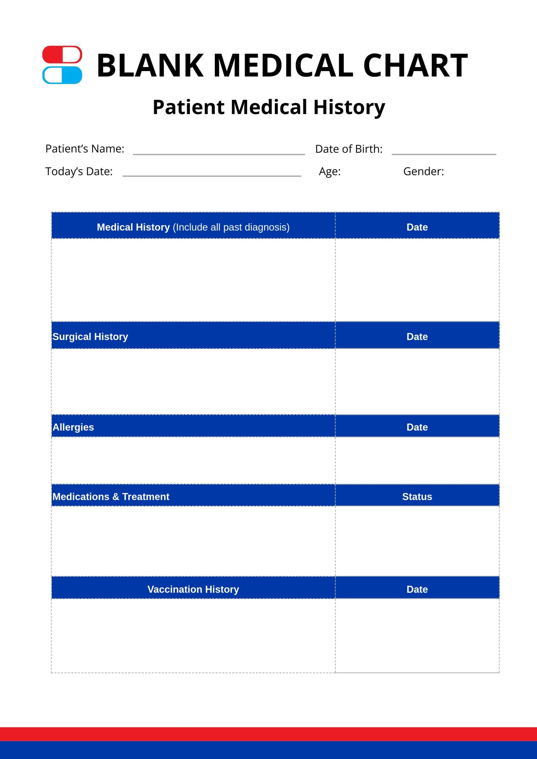 Blank Medical Chart In Illustrator, Pdf - Download | Template inside Free Printable Medical Chart Forms