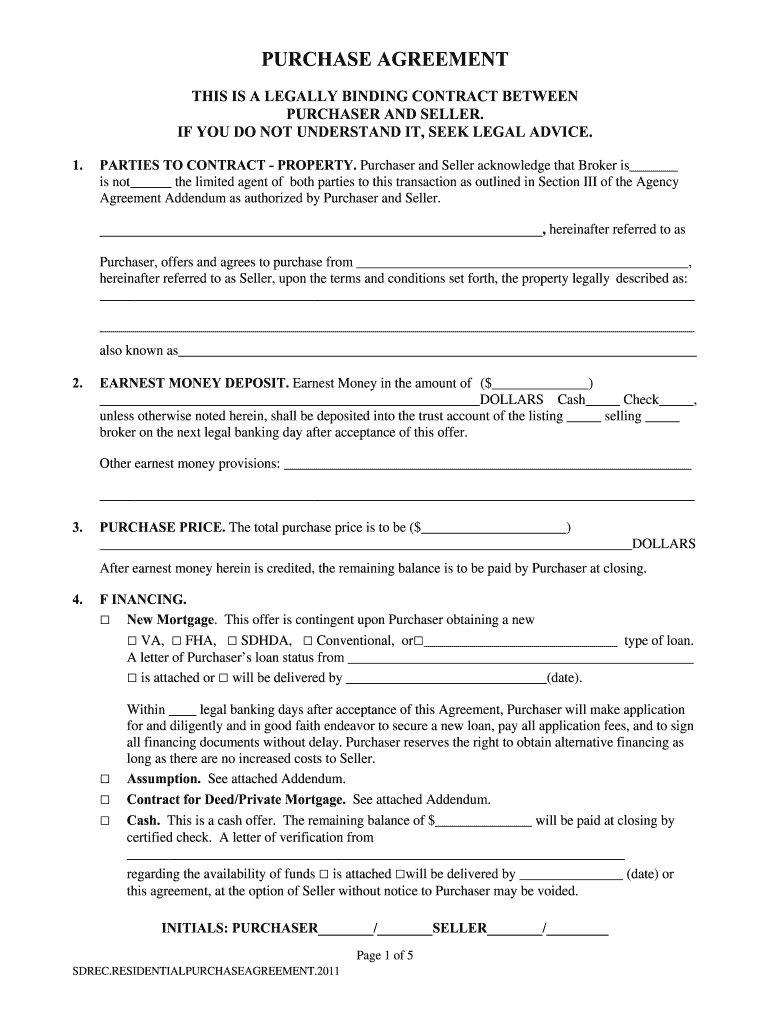 Blank Purchase Agreement Form Pdf - Fill Online, Printable pertaining to Free Printable Purchase Agreement Forms