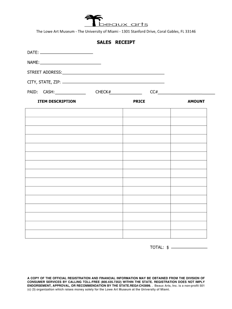 Blank Sales Receipt - Fill Online, Printable, Fillable, Blank inside Free Printable Sales Receipts Online