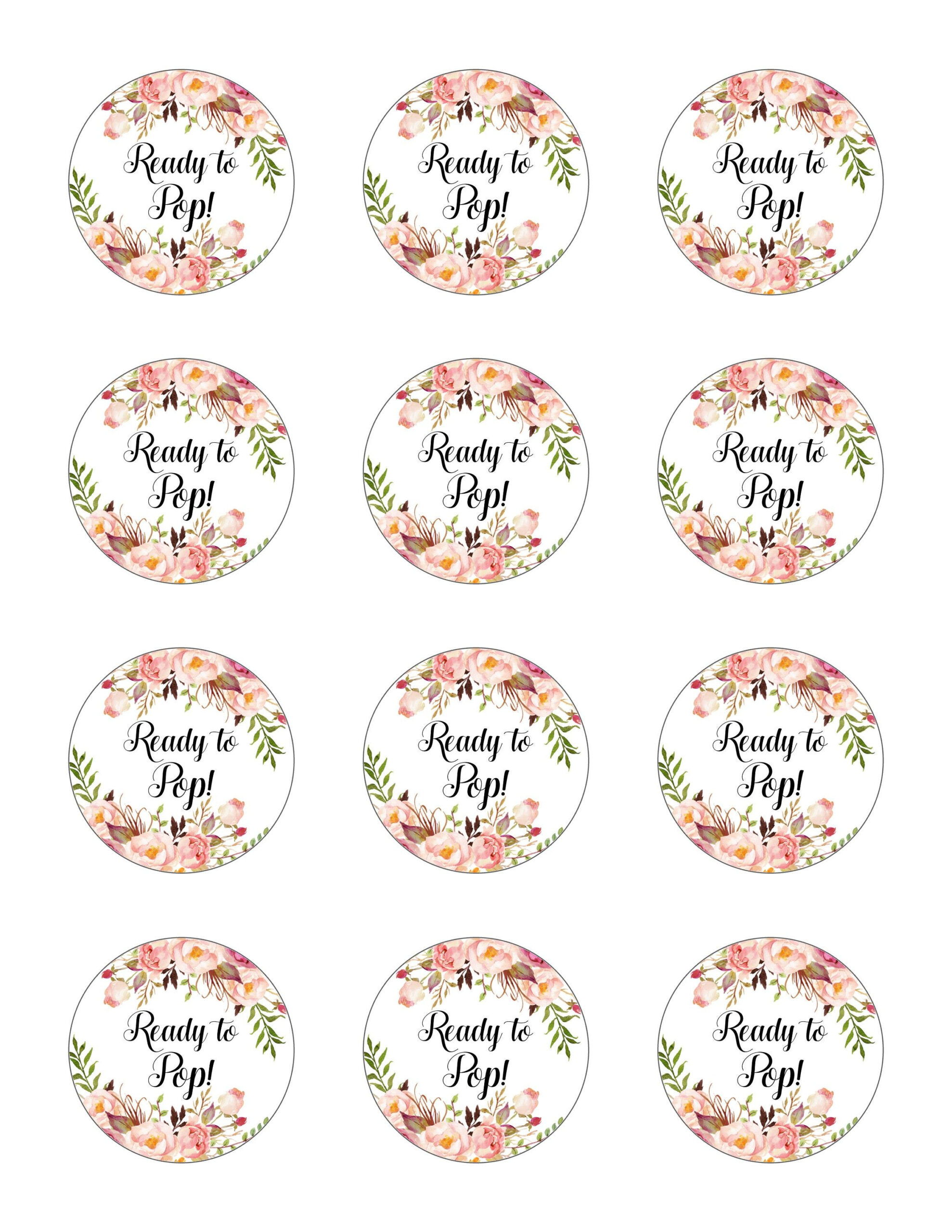 Boho Ready To Pop Stickers Printable Tags Pink Floral Baby Shower with regard to Free Printable Ready To Pop Labels