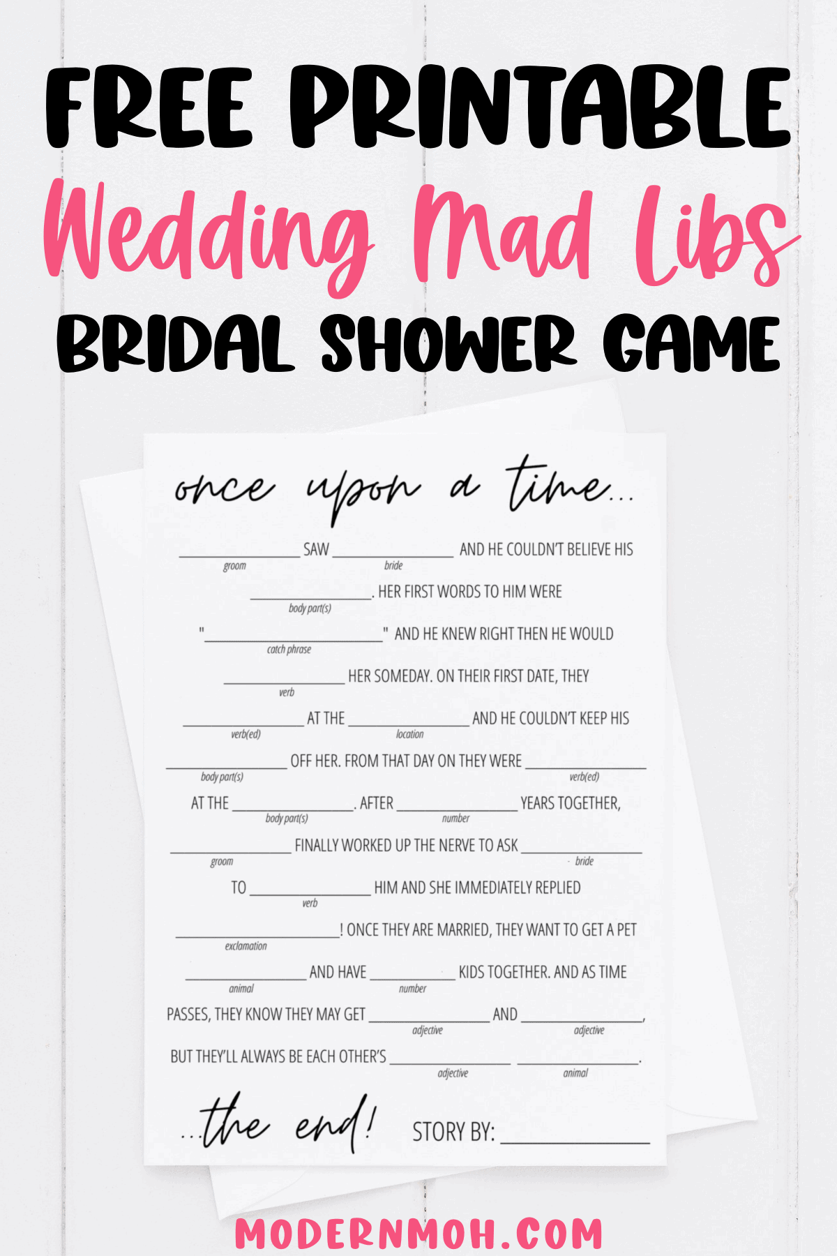 Bridal Shower Mad Libs Free Printable | Modern Moh | Bridal Shower within Free Printable Wedding Mad Libs