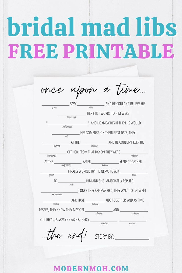 Bridal Shower Mad Libs Free Printable | Modern Moh | Wedding Mad with Free Printable Wedding Mad Libs