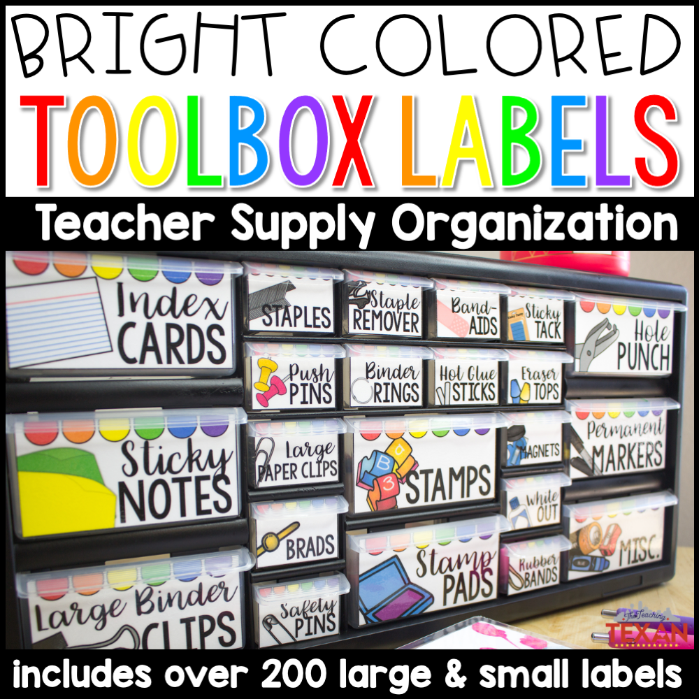 Bright Teacher Toolbox Labels (Editable Template Included) - The Teaching Texan inside Free Printable Teacher Toolbox Labels