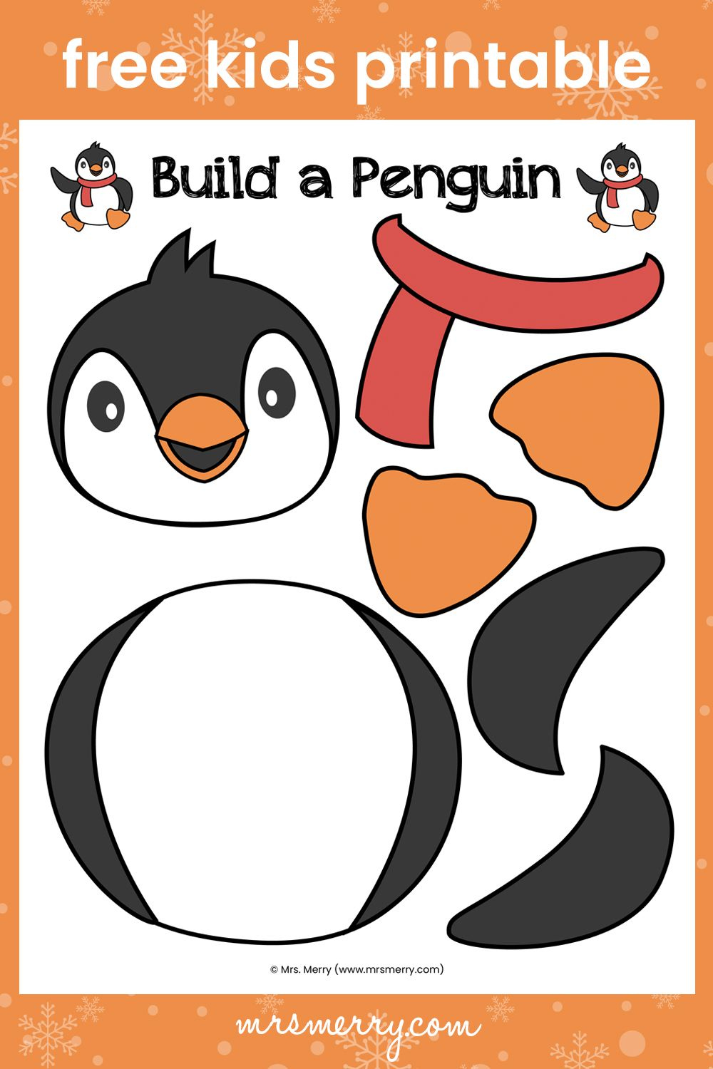 Build A Penguin | Free Printable Kids Craft | Mrs. Merry | Free within Free Printable Penguin Template