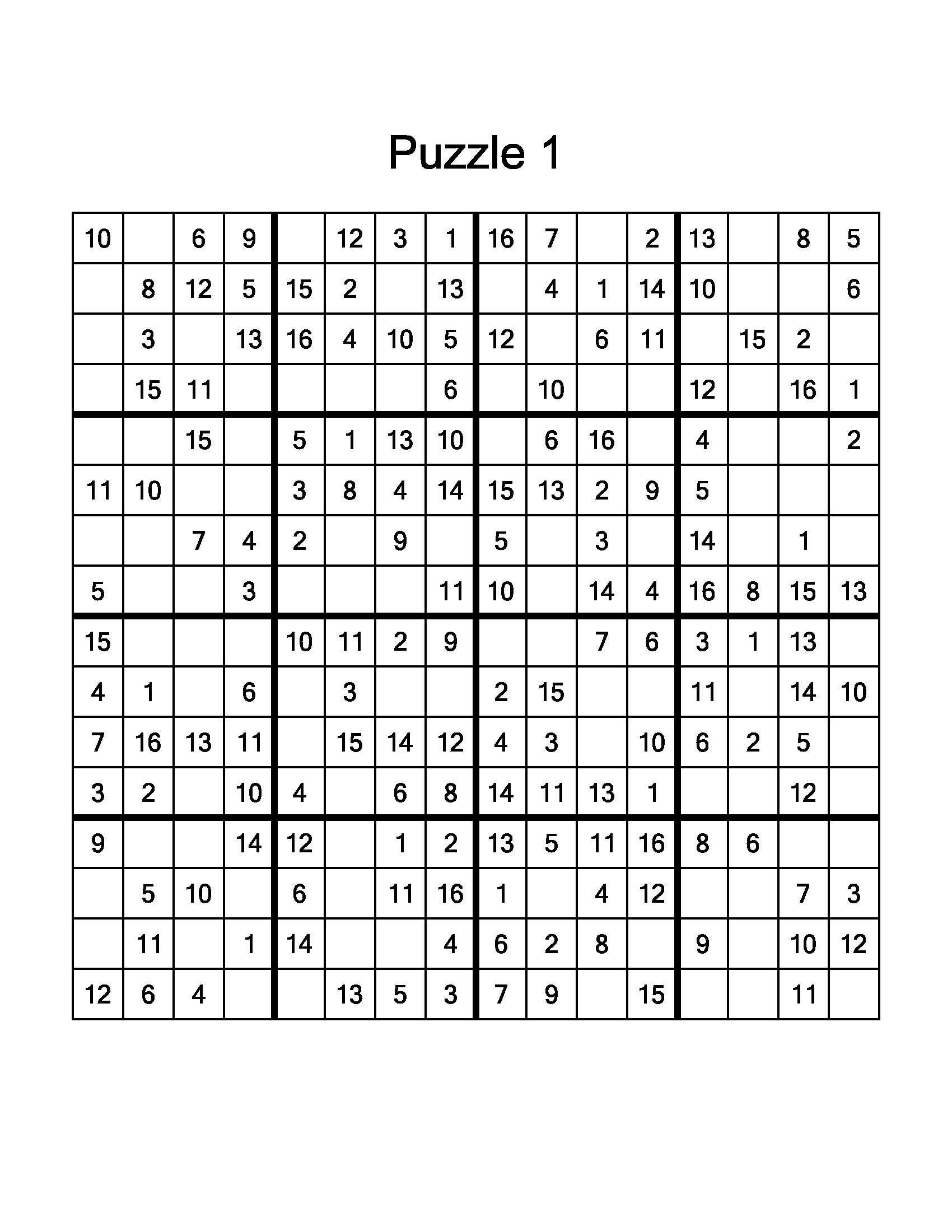 Bundle Of 1000 Sudoku 16X16 Printable Pdf Easy, Medium And Hard intended for Sudoku 16X16 Printable Free