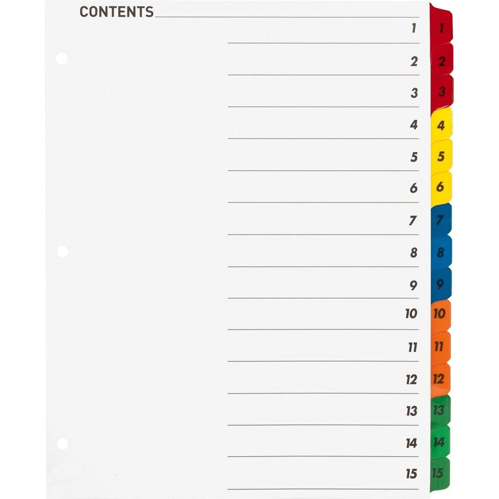 Business Source Index Dividers W/Toc Page 1-15 8-1/2&amp;quot;X11&amp;quot; 15 Tabs within Free Printable Table Of Contents Template